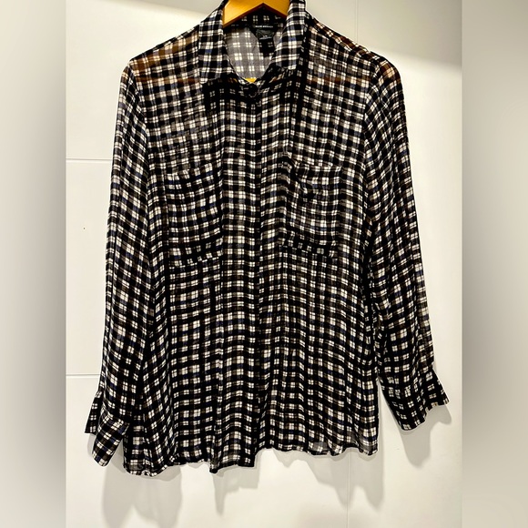 Club Monaco sheer plaid blouse. - Picture 1 of 3